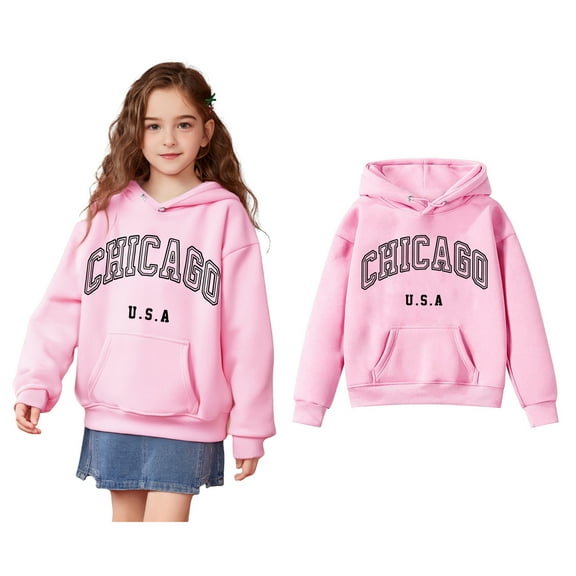 Kids Hoodies Letter Pattern Hoodie Long Sleeve Hooded Sweatshirt Top Winter Clothes Kids Clothes for Girls 4-5 Years