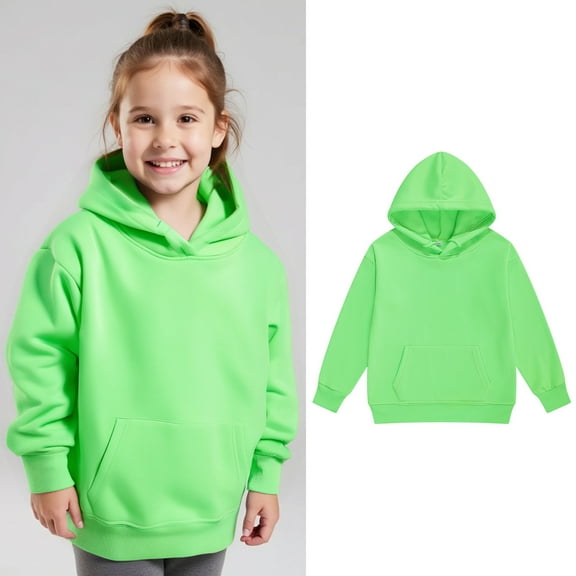 Kids Hoodies Light Green Hooded Long Sleeve Pullover Tops Winter Clothes Little Boy Clothes 5-6 Years
