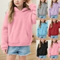 thumbnail image 1 of Kids Hoodies Pullover Sherpa Fleece Hoodie for Girls Cat Ears Fuzzy Warm Pullover Sweatshirt Kids Fashion Casual Loose Sweater with Pockets, 1 of 6