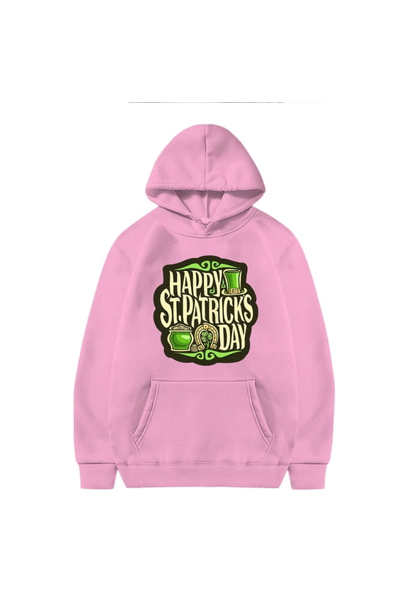 Kids Hoodies St. Patrick'S Day Boys And Girls Long Sleeve Hooded Sweatshirt With Pocket Decoration Pullover Casual Wear Pink 3 Years-4 Years
