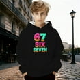 thumbnail image 1 of Kids Hoodies Sweatshirts 6 7 Six Seven Letter Hoodies Sweatshirts Comfortable Boys Graphic Print Hooded Sweatshirt Pullover Jacket With Pocket For Outdoor Activities Black 110(5-6 Years), 1 of 8