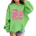 thumbnail image 1 of Kids Hoodies Sweatshirts 6 7 Six Seven Letter Hoodies Sweatshirts Comfortable Girls Long Sleeve Hooded Sweatshirt With Print And Pocket Pullover For Play And Everyday Wear Green 120(4-5 Years), 1 of 7