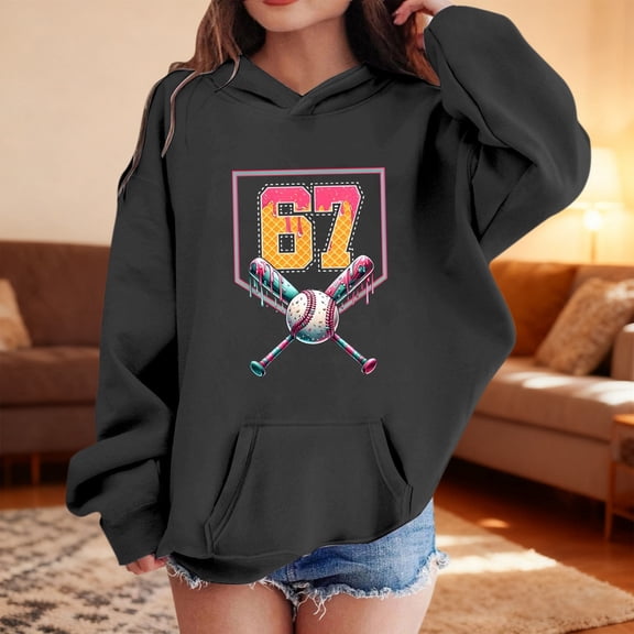 Kids Hoodies Sweatshirts 6 7 Six Seven Letter Hoodies Sweatshirts Comfortable Kids Graphic Print Hooded Sweatshirt With Front Pocket Cozy Pullover For Boys And Girls Black 120(5-6 Years)