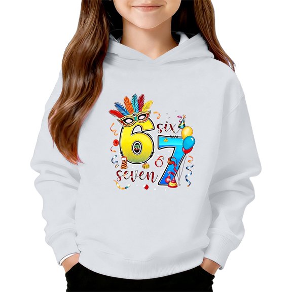 Kids Hoodies Sweatshirts 6 7 Six Seven Letter Hoodies Sweatshirts Comfortable Kids Unisex “67” Graphic Hoodie White 110(4-5 Years)