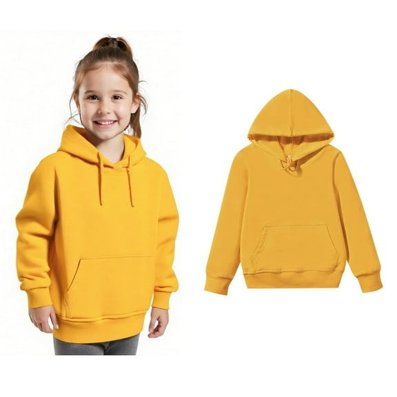 Kids Hoodies Yellow Hoodie Long Sleeve Soft Sweatshirts Top Winter Clothes Girls Kids Clothes 4-5 Years