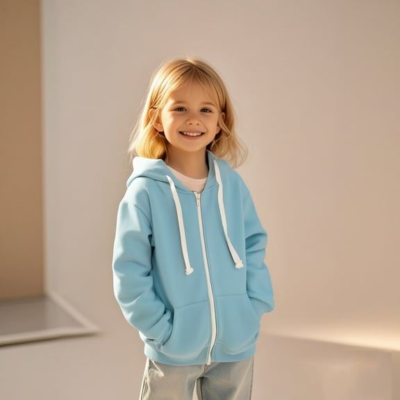 Kids Hoodies for Boys Blue Zip Hoodies Casual Long Sleeve Sweatshirts Jackets Warm Fall Winter Clothes 5-6 Years Toddler Girl Clothes