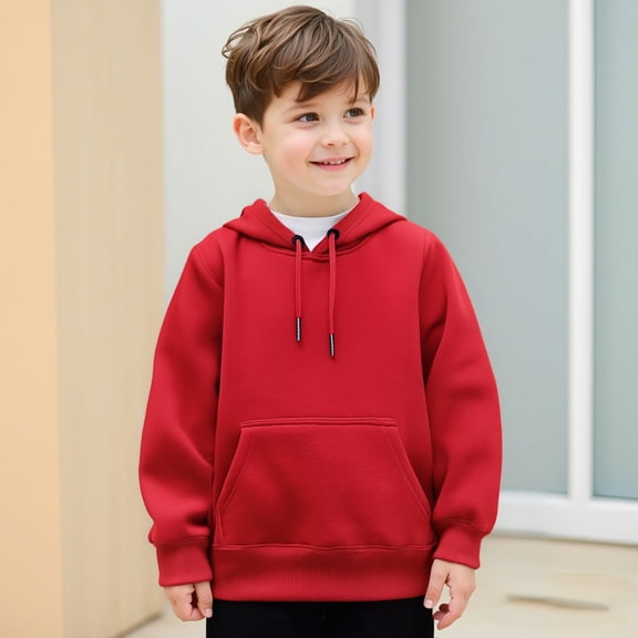 Kids Hoodies for Boys Girls Casual Long Sleeve Hoodie Sweatershirt Pullover Red Hoodies kids Fall Clothes Girls Tops Size 4T