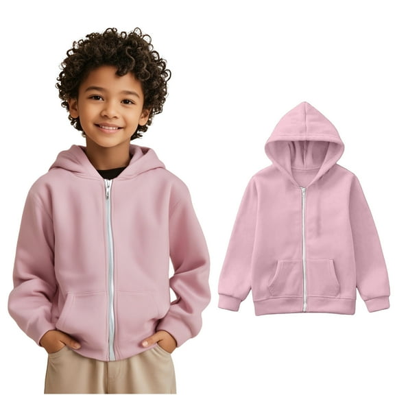 Kids Hoodies for Boys Girls Casual Long Sleeve Sweatshirts with Zipper Pink Hoodie Pocket kids Warm Fall Winter Clothes 9-10 Years Old Girl Clothes