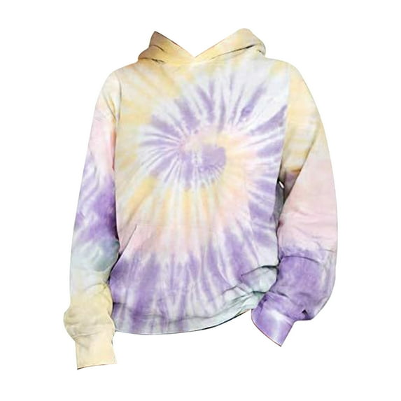 Kids Hoodies for Boys Girls Tie Dye 3D Printed Hooded Pullover Sweatshirt for Autumn Springs 7-8 Years Purple