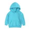 thumbnail image 1 of Kids Hoodies for Boys Girls Toddler Boys Girls Pullover Sweatshirt Solid Hooded Top Coat for Children and Babies 8-9 Years Sky Blue, 1 of 6