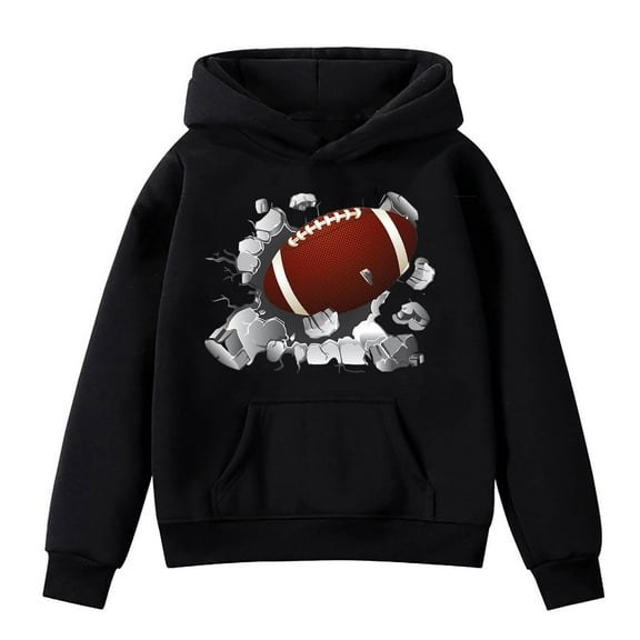 Kids Hoodies for Boys Girls Toddler Kids Football Fans Sports Rugby Pullover Hoodie For Teen Player Girls Sweatshirt 5-6 Years Black