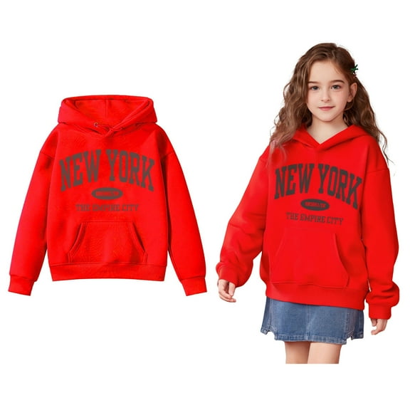 Kids Hoodies for Boys Kids Letter Pattern Hooded Casual Long Sleeve Classic Hoodie Fall Winter Clothes Baby Girls Clothes 5-6 Years