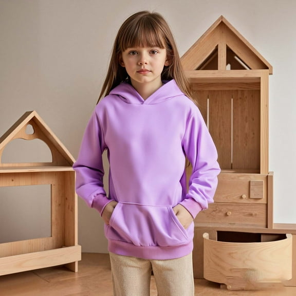 Kids Hoodies for Boys Kids Purple Hooded Long Sleeve Soft Sweatshirts Top Winter Clothes Girls Tops Size 8-9 Years