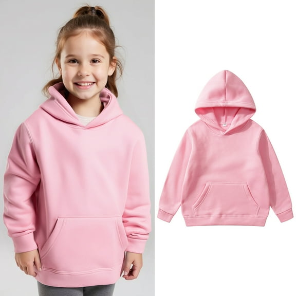 Kids Hoodies for Boys Pink Hooded Long Sleeve Soft Sweatshirts Top Winter Clothes Girl Clothes 8-10 Years
