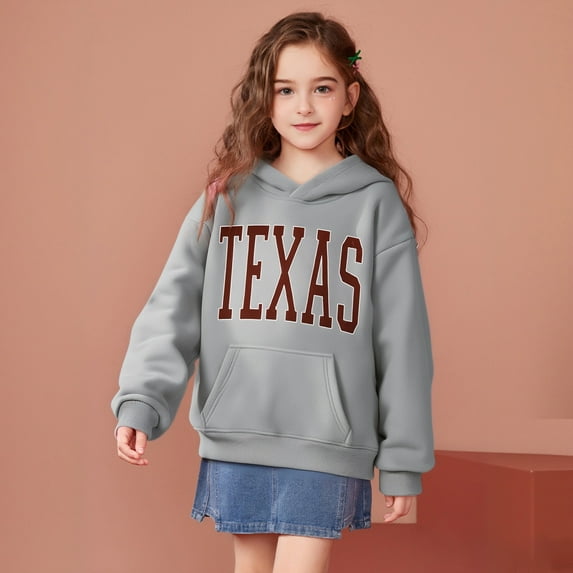 Kids Hoodies for Boys Texas Letter Print Hooded Casual Long Sleeve Hoodies Fall Clothes Size 4-5 Years Boys Clothes Kids Clothes