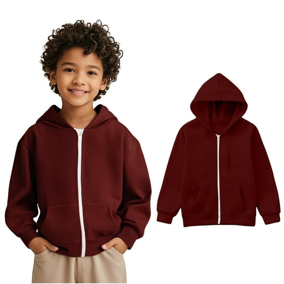 Kids Hoodies for Girls Boys Casual Long Sleeve Sweatshirts with Zipper Solid Color Hoodie Pocket kids Winter Clothes 9-10 Years Boys Clothes