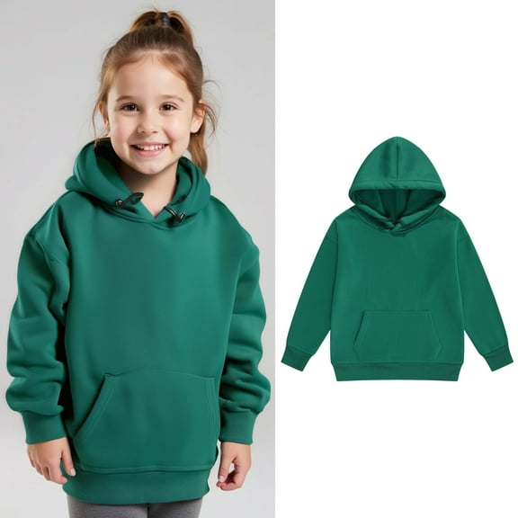 Kids Hoodies for Girls Green Hooded Casual Long Sleeve Hoodie Sweatershirt Pullover Warm Fall Winter Clothes Girls Size 3-4 Years Clothes