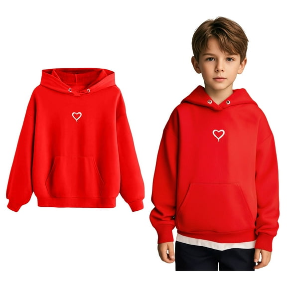Kids Hoodies for Girls Heart-patterned Hoodies Long Sleeve Soft Sweatshirts Top Fall Winter Clothes Little Girls Clothes 4-5 Years