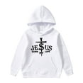 thumbnail image 1 of Kids Hoodies for Girls Jesus Letter Print Sweatshirt Casual Long Sleeve Hooded Sweatshirt Top Warm Fall Winter Clothes 8-9 Years Boy Clothes, 1 of 4