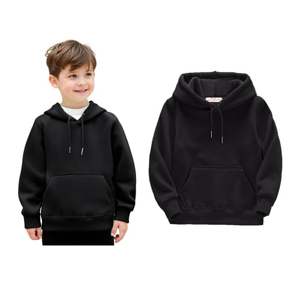 Kids Hoodies for Girls Kids Black Hooded Casual Long Sleeve Classic Hoodie Fall Winter Clothes Kids Girls Clothes 6-8 Years