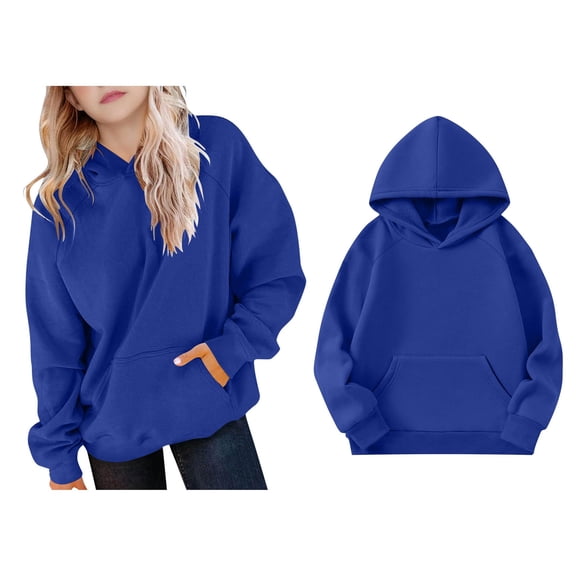 Kids Hoodies for Girls Kids Blue Hoodies Long Sleeve Lightweight Pullover Tops Loose Sweatshirt Fall Clothes 5-6 Years Old Girl Clothes