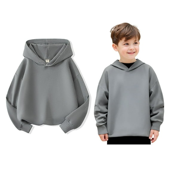 Kids Hoodies for Girls Kids Grey Hoodies Long Sleeve Hooded Sweatshirt Top Fall Clothes Girls Clothes 8-9 Years