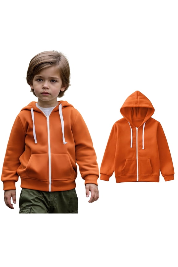 Kids Hoodies for Girls Kids Orange Zip Up Hoodies Casual Long Sleeve Hoodies Winter Clothes Girls 7-8 Years Clothes Kids Clothes