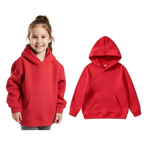 Kids Hoodies for Girls Kids Red Hoodies Long Sleeve Pullover Tops Winter Clothes Girls Kids Clothes 3-4 Years