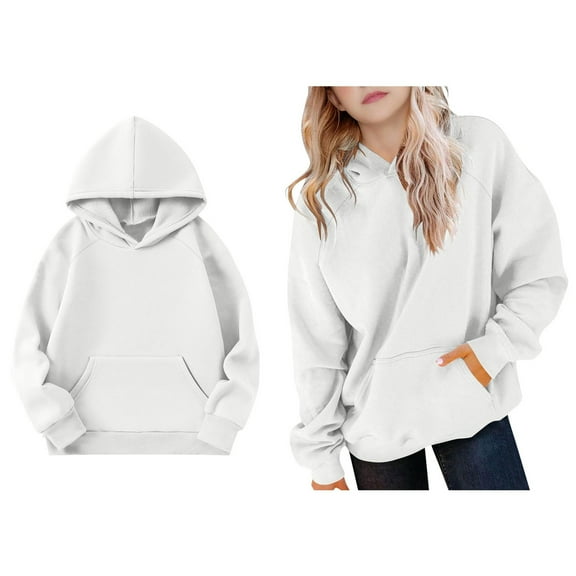 Kids Hoodies for Girls Kids White Hoodies Casual Long Sleeve Hoodies Warm Fall Winter Clothes 7-8 Years Old Girl Clothes
