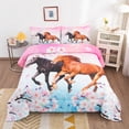 thumbnail image 1 of Kids Horse Bedding Set Chic Cherry Blossom Bedding Comforter Set for Girls Teens Galloping Horse Printed Comforter 3D Wild Animal Duvet Set Bedroom Decor Quilt Set 3Pcs King Size, 1 of 6