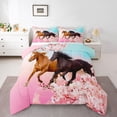 thumbnail image 1 of Horse Bedding Set Chic Cherry Blossom Bedding Comforter Set Teens Galloping Horse Printed Comforter 3D Wild Animal Duvet Set Bedroom Decor Quilt Set 2Pcs Twin Size, 1 of 7