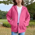 thumbnail image 1 of Kids' Hot Pink Hoodie - Cat Ear Zipper Hooded Sweatshirt, Boys' & Girls' Athletic Wear, Size 130 (5-15 Years), 1 of 7
