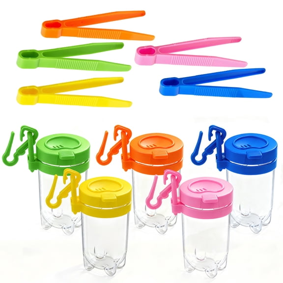 Kids Hunting Set with Tweezers Tool Colorful Observation Jar Outdoor Nature Learning Activity For Preschool