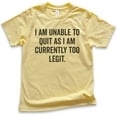 thumbnail image 1 of Kids I Am Unable To Quit As I Am Currently Too Legit T-shirt, Youth Kids Boy Girl T-Shirt Legit Funny 90s Retro, Yellow, X-Small, 1 of 4