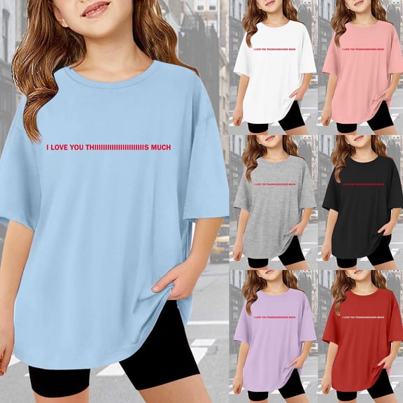 Kids I LOVE THIS MUCH TShirts Tees Comfortable Wear Blouse Shirts White 3 Y-4 Y