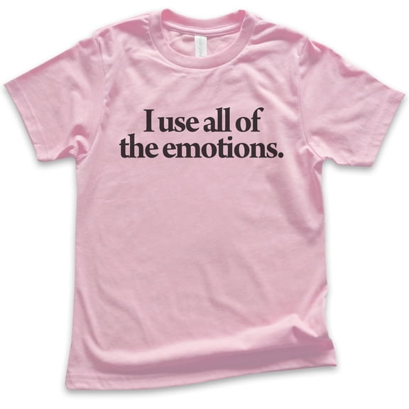 Kids I Use All Of The Emotions T-shirt, Youth Kids Boy Girl T-Shirt, Funny Crazy Girl Shirt, Light Pink, Small
