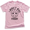 thumbnail image 1 of Kids I Wish It Was Friday Shirt, Youth Kids Girl Boy Shirt, Funny Halloween T-shirt, Horror Movie Graphic Tee, Light Pink, X-Small, 1 of 4