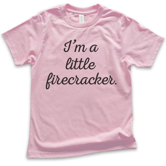 Kids I'm A Little Firecracker T-shirt, Youth Kids Boy Girl T-Shirt, July 4th Shirt, Patriotic Shirt, Light Pink, Medium