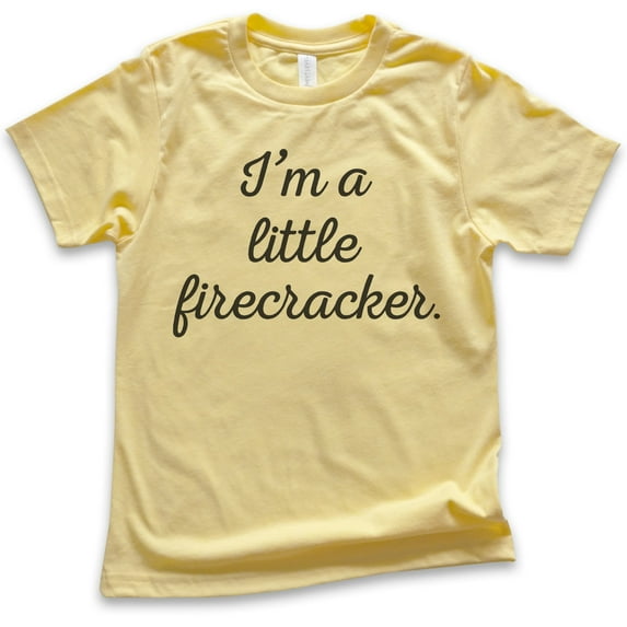 Kids I'm A Little Firecracker T-shirt, Youth Kids Boy Girl T-Shirt, July 4th Shirt, Patriotic Shirt, Yellow, Large