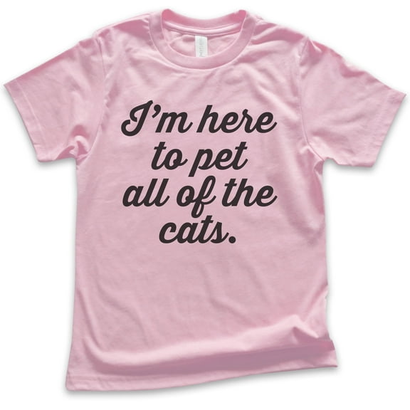 Kids I'm Here To Pet All Of The Cats T-shirt, Youth Kids Boy Girl T-Shirt, Cat-lover Shirt, Cat Shirt, Light Pink, Medium