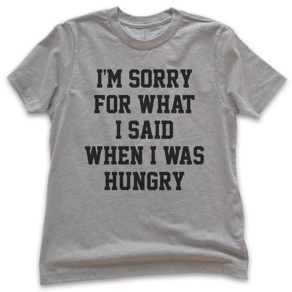 Kids I'm Sorry For What I Said When I Was Hungry T-shirt, Youth Kids Boy Girl T-Shirt, Funny Foodie Shirt, Dark Heather Gray, Medium