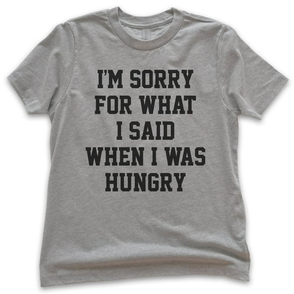 Kids I'm Sorry For What I Said When I Was Hungry T-shirt, Youth Kids Boy Girl T-Shirt, Funny Foodie Shirt, Dark Heather Gray, Medium