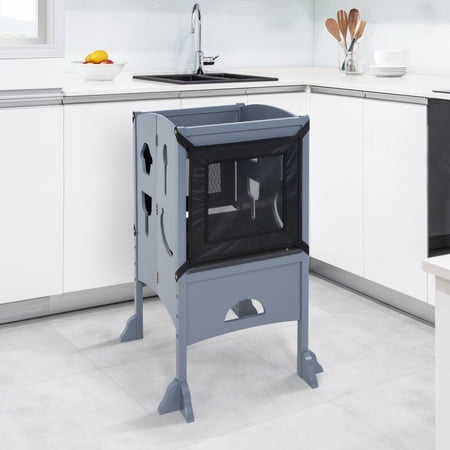 Kids I'm a Big Helper, Counter Step Stool for Kids by Naomi Home-Finish:Gray