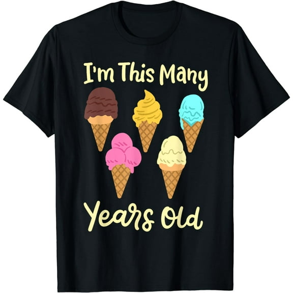 Kids Ice Cream Birthday Five 5 Years Old 5th Girl Party T-Shirt