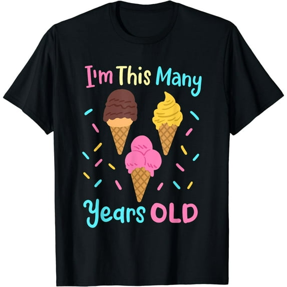 Kids Ice Cream Birthday Three 3 Year Old 36 Month Girl Party T-Shirt