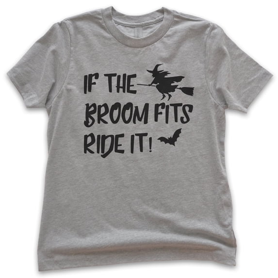 Kids If The Broom Fits Ride It Witch Shirt, Youth Kids Boy Girl T-Shirt, Halloween T-shirt, Witch T-shirt, Dark Heather Gray, Medium