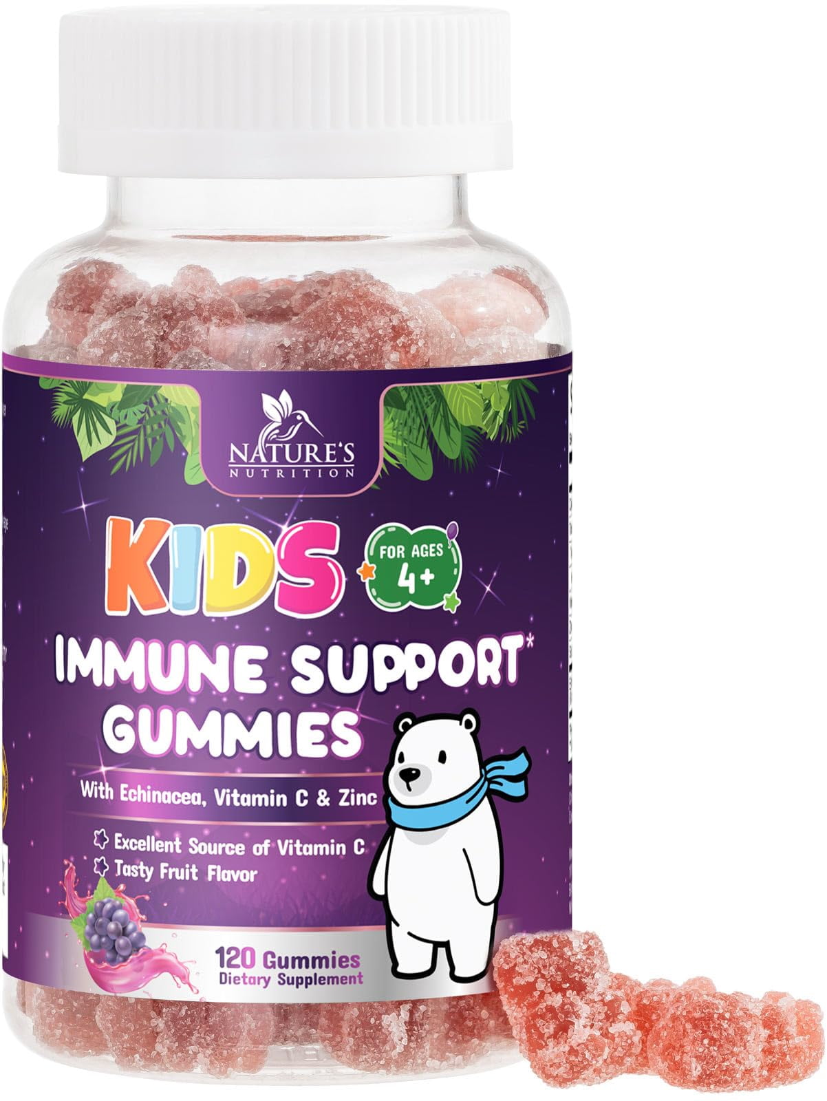 Kids Immune Support Gummies with Vitamin C, Zinc & Echinacea, Daily