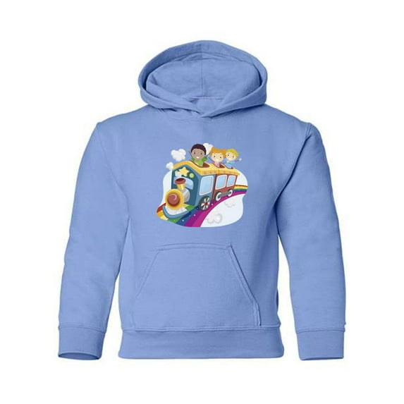 Kids In A Rainbow | Traind Hoodie Juniors | Size Carolina Blue (Hoodie),S (Youth),Juniors