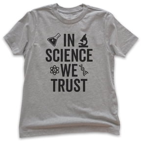 Kids In Science We Trust T-shirt, Youth Kids Boy Girl T-Shirt, Science Shirt, Scientist Shirt, STEM Shirt, Dark Heather Gray, Medium