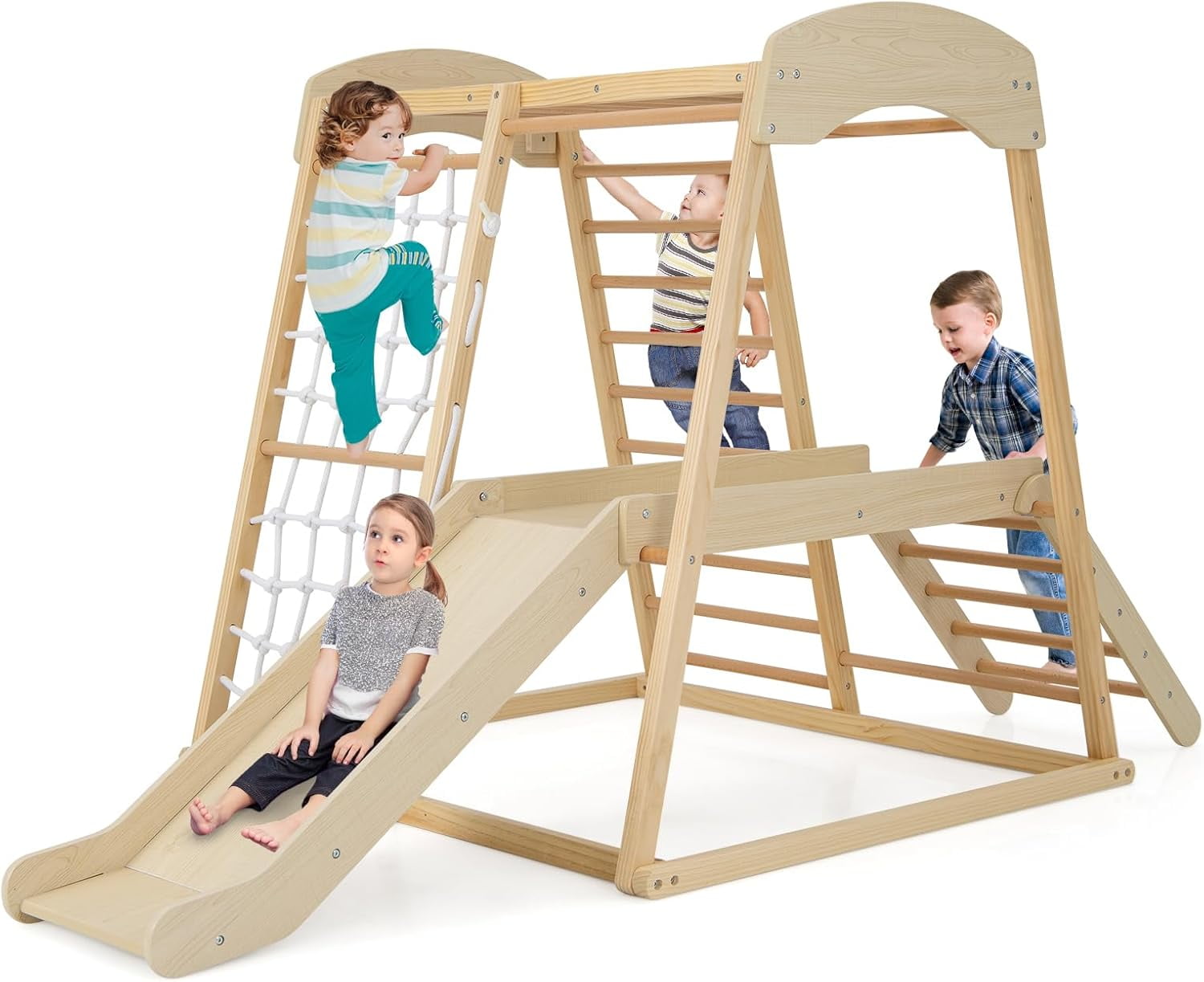 Kids Indoor Jungle Gym, Large 6-in-1 Playground Climber with Slide Ramp ...